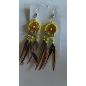 boucle d'oreilles dreamcatcher jeaune