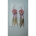 boucle d'oreilles dreamcatcher rose