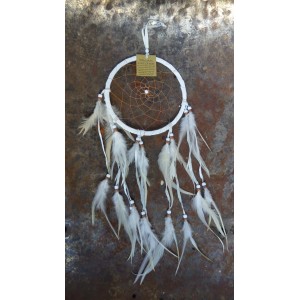 dream catcher 16cm cuir blanc